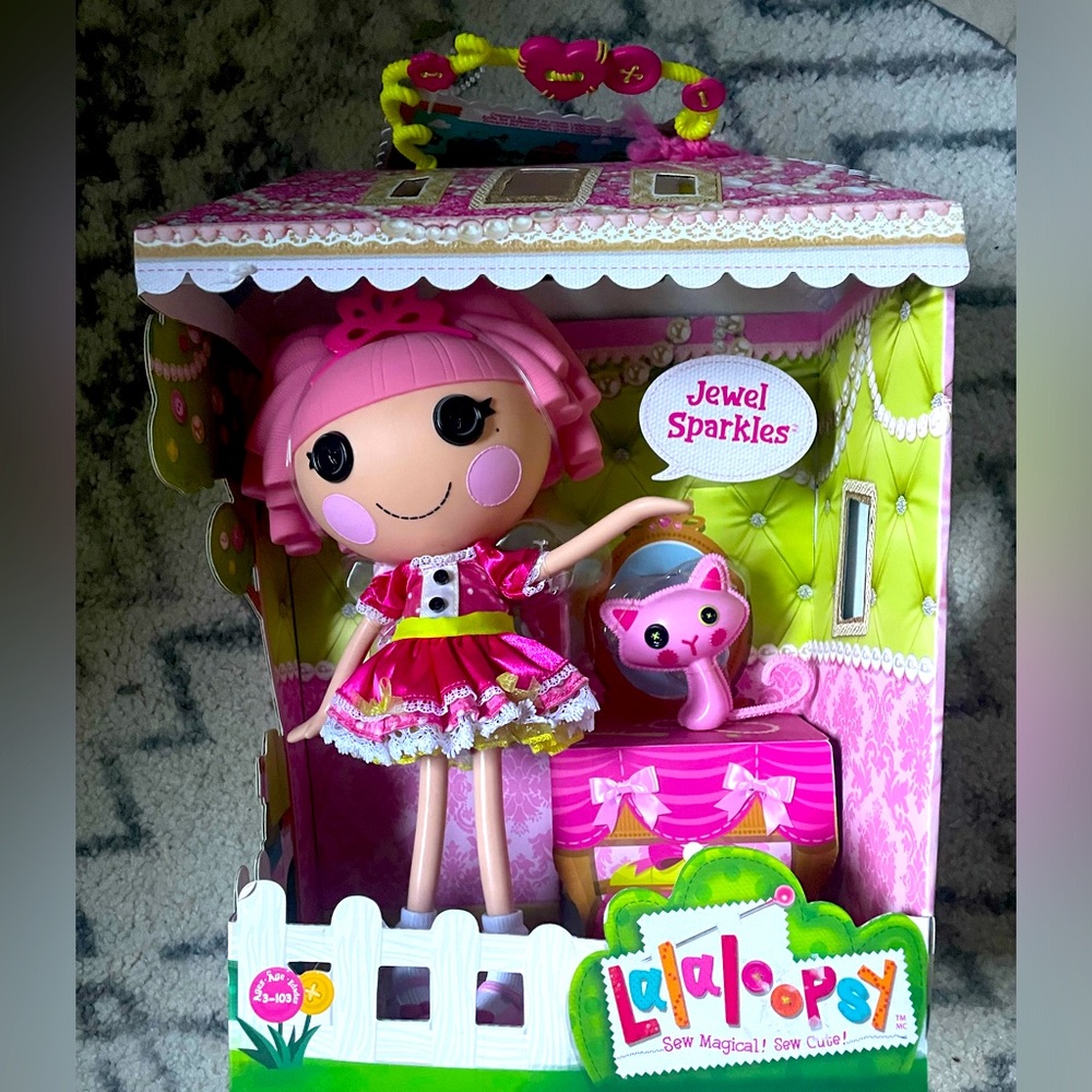 Lalaloopsy Jewel Sparkles Full Size Doll w/ Pet Persian Cat 10th Anniversary